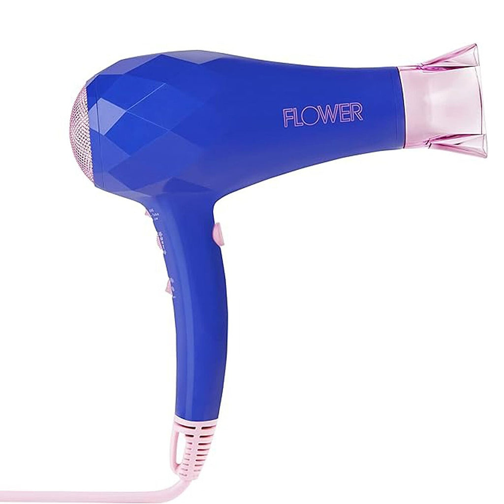 Flower Beauty Ionic Energy Efficient Pro Hair Dryer with 2 Heat Settings and Adjustable Airflow - Blue