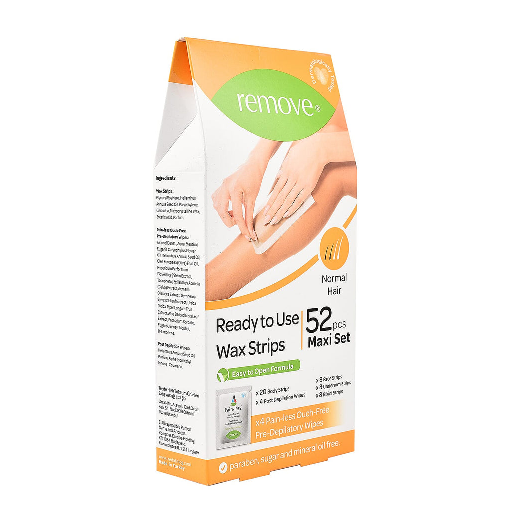 Remove Wax Strips 52pc Maxi Set Normal Hair x 6 (Face, Legs, Arms - Tummy)