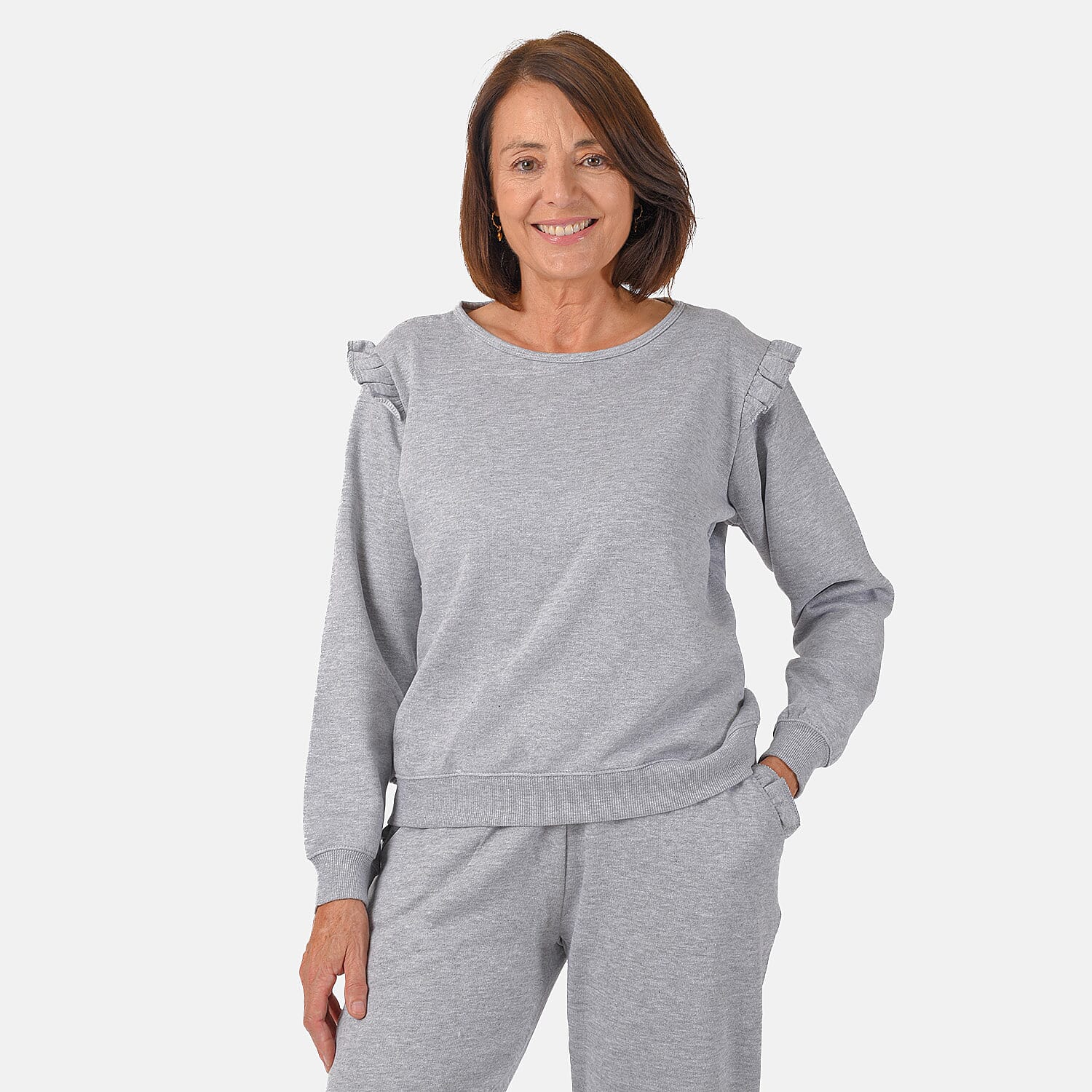 Nova of London Frill Sleeve Lounge Set (Size L) - Grey