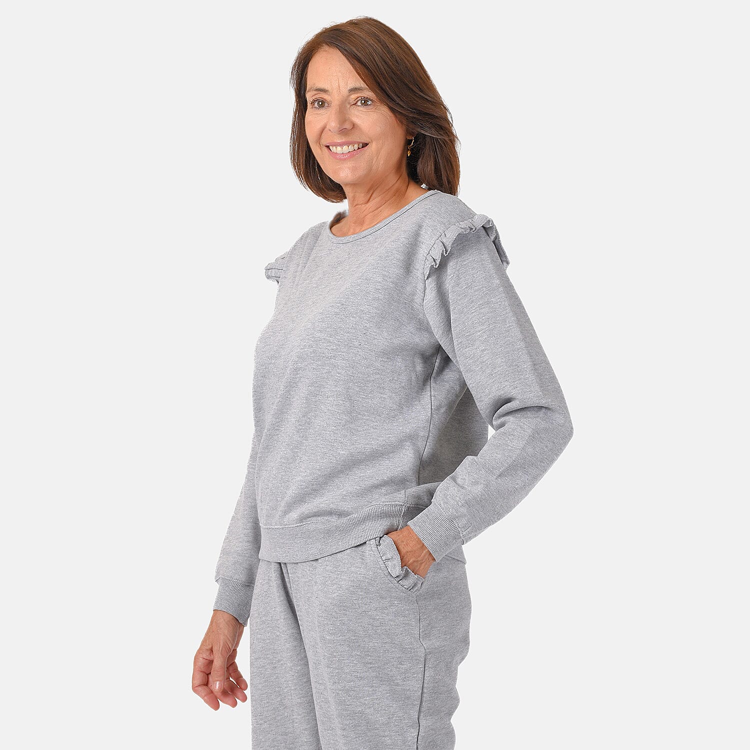 Nova of London Frill Sleeve Lounge Set (Size L) - Grey