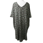 Nova of London Off Shoulder Leopard Print V-Neck Oversized Dress  in Khaki (Length 92cm) (Size up to 20)