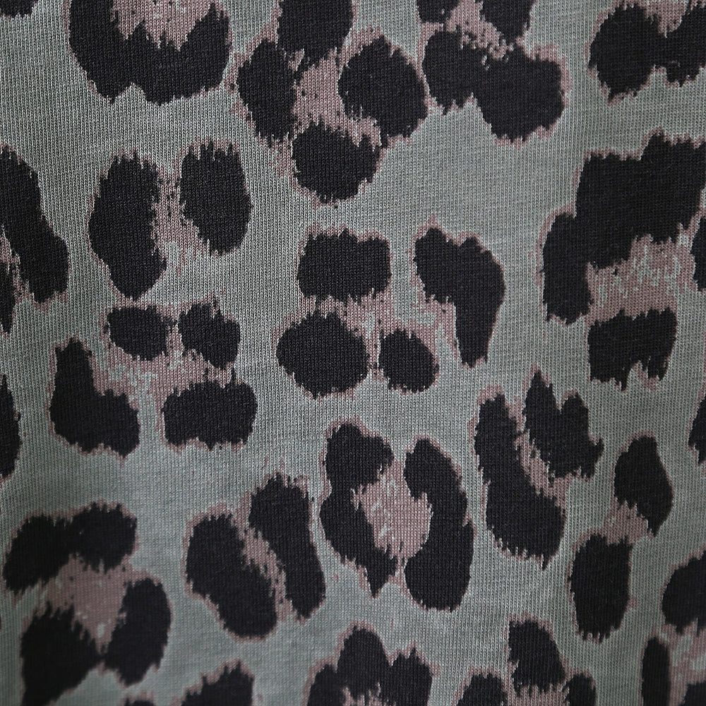 Nova of London Off Shoulder Leopard Print V-Neck Oversized Dress  in Khaki (Length 92cm) (Size up to 20)