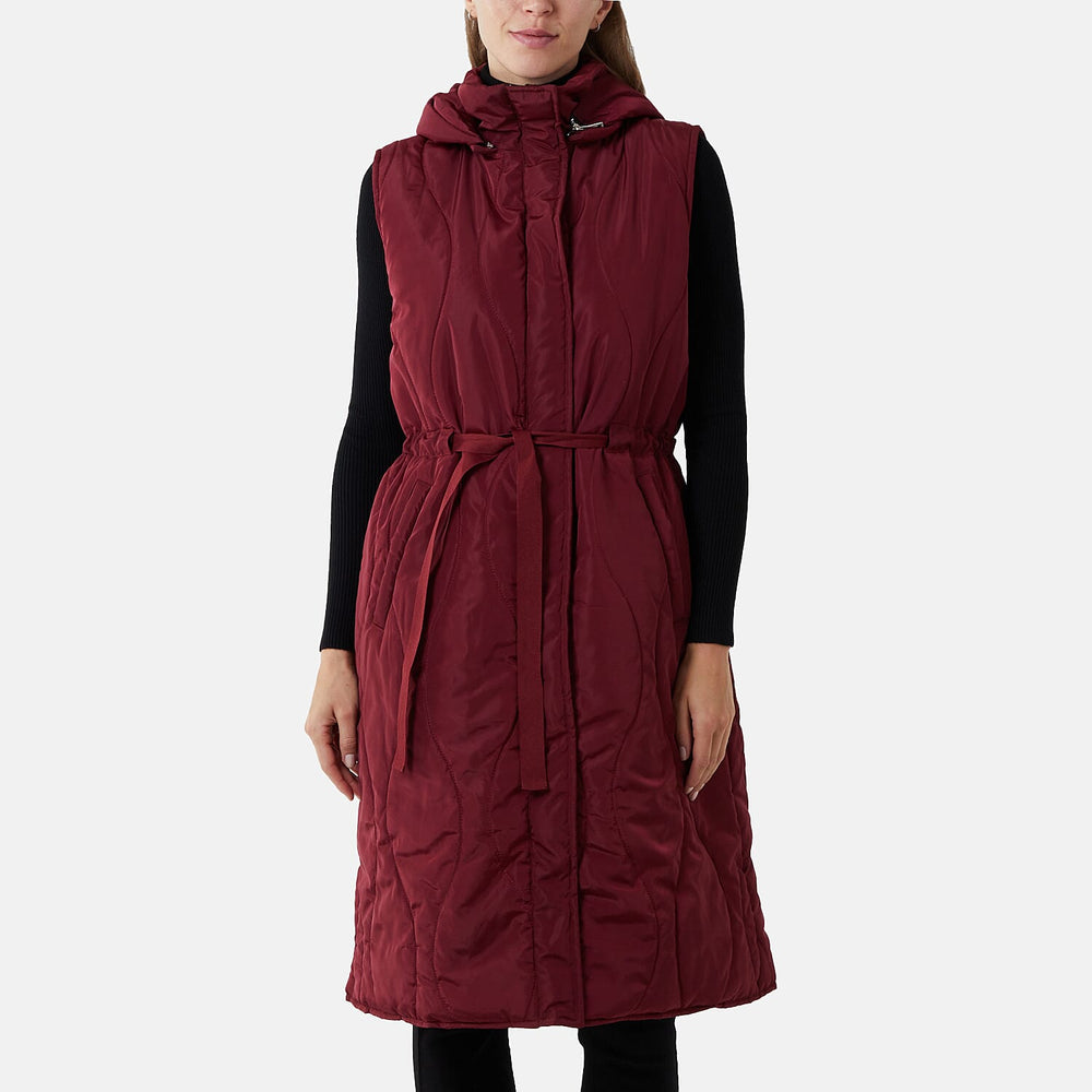 Onion Quilted Hooded Gilet (Size- S) - Wine
