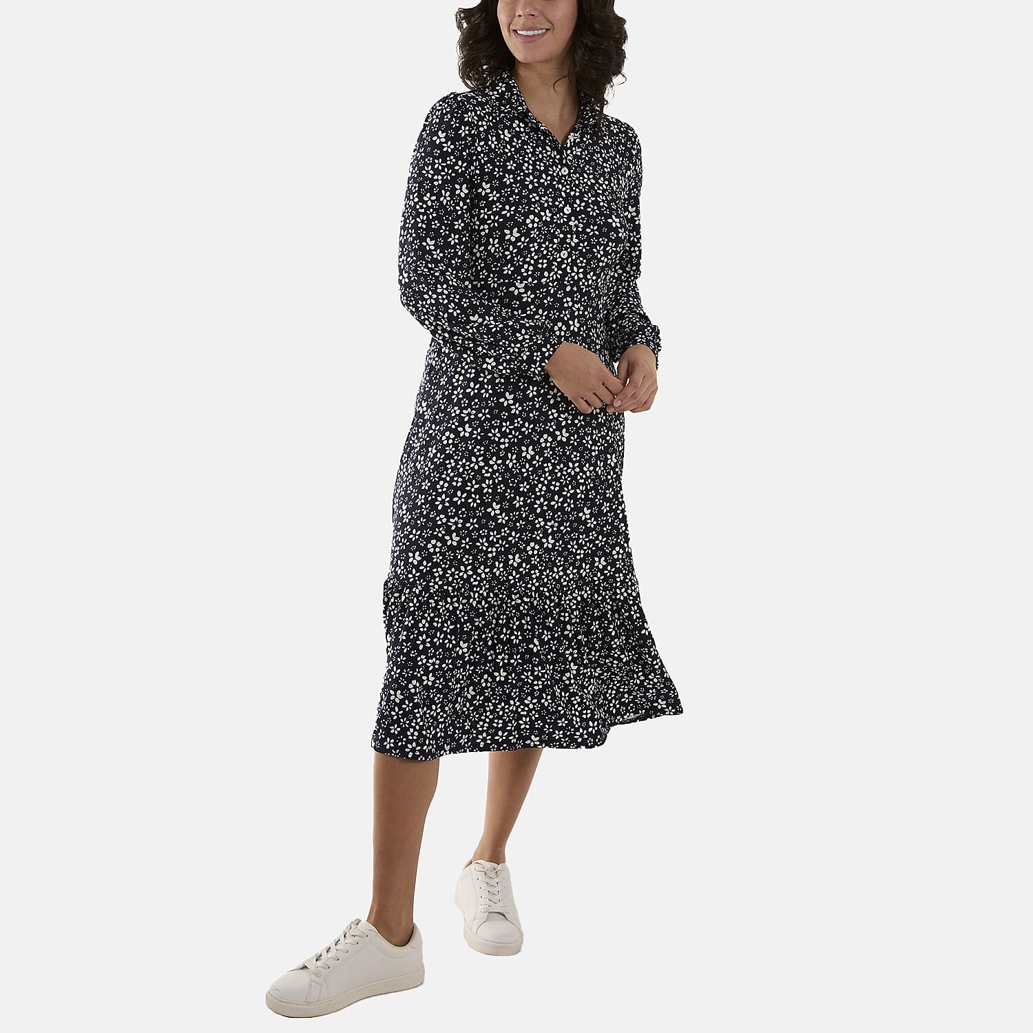 Nova of London Polyester Woven Dress (Size L, 16 TO 18) - Navy