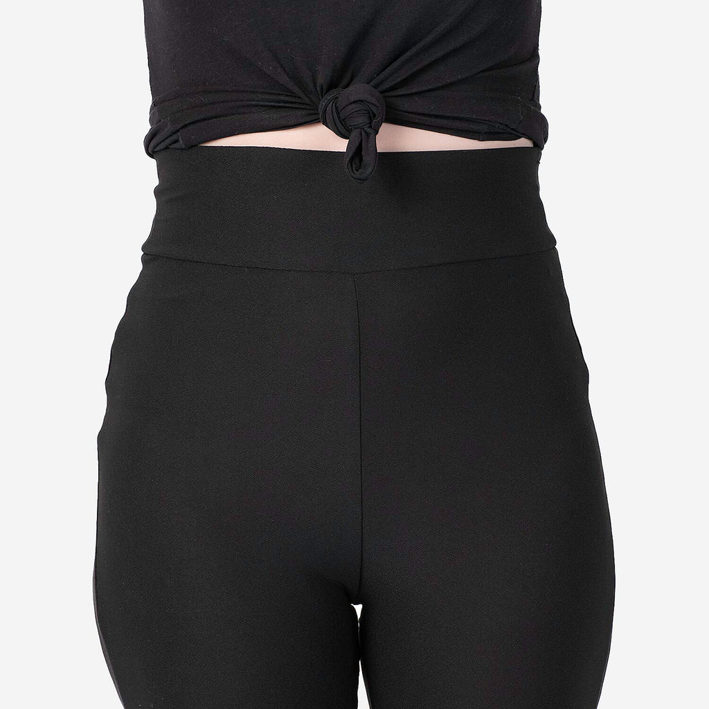 Nova of London Thick Waistband Plain Flared Trousers (Size S) - Black