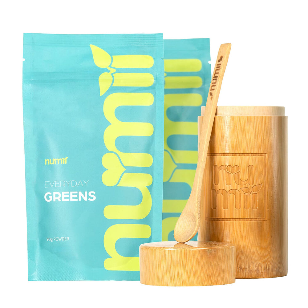 NuMii Everyday Greens (2 Packets) with Bamboo Jar
