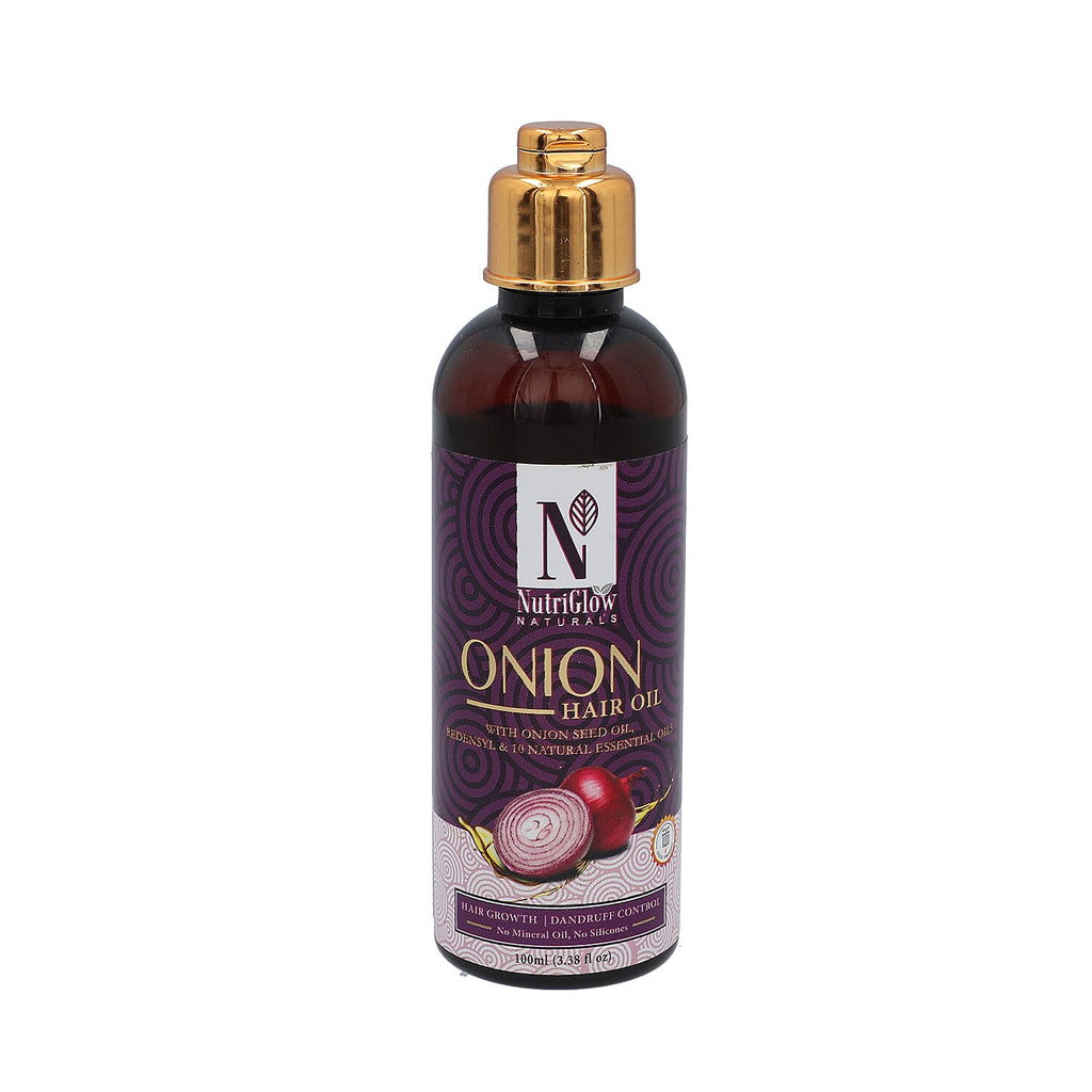 NutriGlow Naturals - Onion Hair Oil for Anti-Hair Fall Control - Re Growth - 90ml