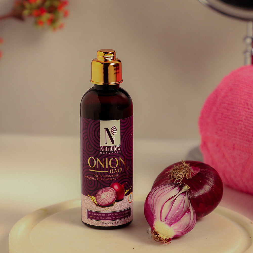 NutriGlow Naturals - Onion Hair Oil for Anti-Hair Fall Control - Re Growth - 90ml
