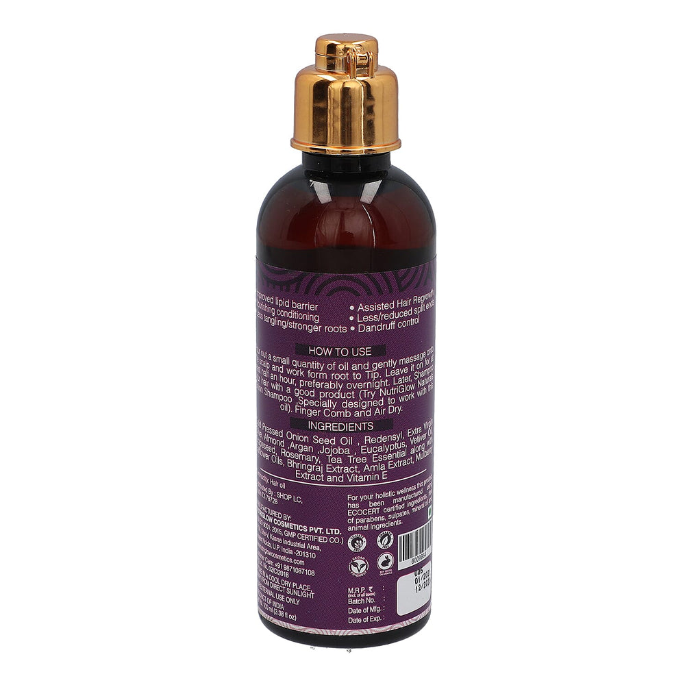 NutriGlow Naturals - Onion Hair Oil for Anti-Hair Fall Control - Re Growth - 90ml