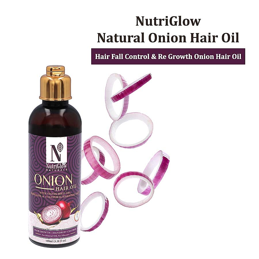 NutriGlow Naturals - Onion Hair Oil for Anti-Hair Fall Control - Re Growth - 90ml