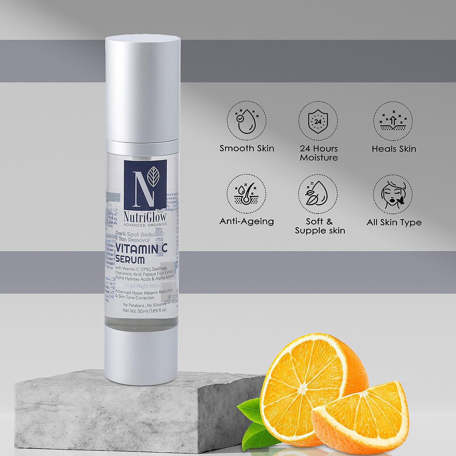 NutriGlow- Vitamin C - Hyaluronic Acid Serum - 50ml