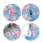 Floral Pattern Crossbody Bag with 4 Exterior Zipped Pockets & Handle Drop - Blue & Multi