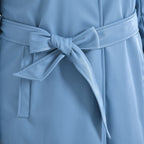TAMSY Long Coat with Two Pockets and Adjustable Waist Belt (Size XXL,24-26) - Blue