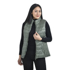 TAMSY Padded Gilet with 2 Side Zippered Pockets (Size XXL,24-26) - Kelp