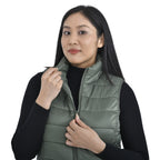 TAMSY Padded Gilet with 2 Side Zippered Pockets (Size XXL,24-26) - Kelp