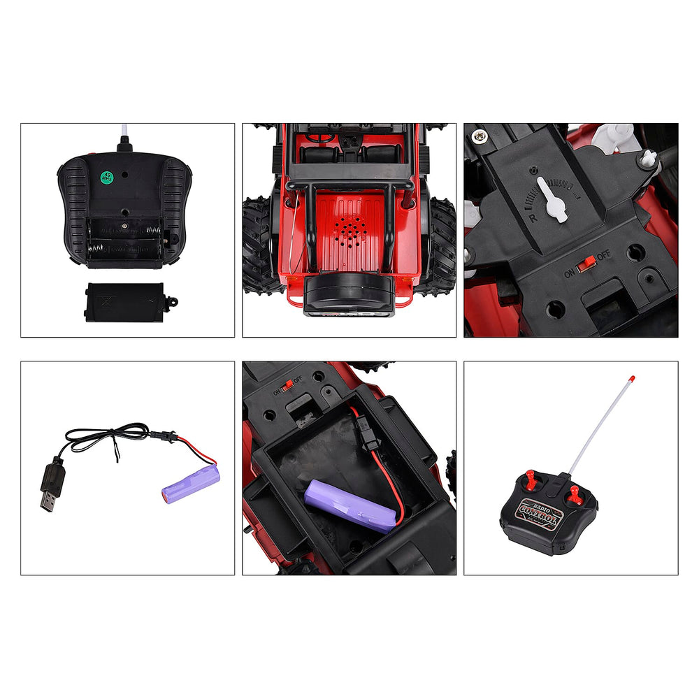 4 wheel drive monster truck;  Rechargeable 4.8V battery - Red