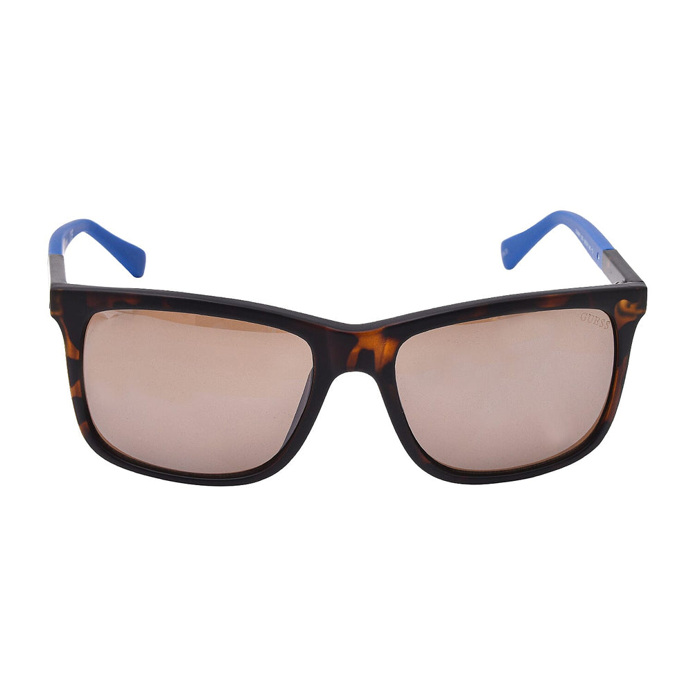 One Time Close Out Deal- GUESS Unisex Rectangle Sunglasses with Brown Lenses and Blue Sides