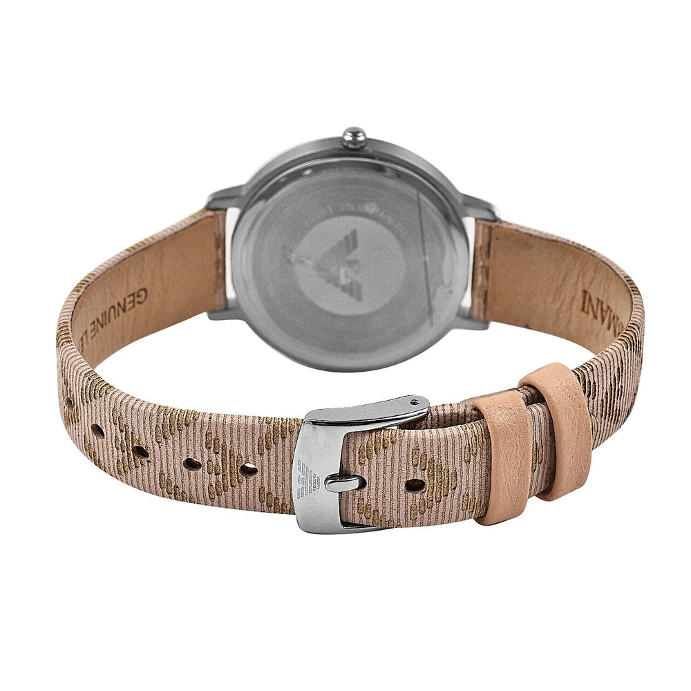 Emporio Armani Ladies Watch with Leather Strap and Stud Earrings