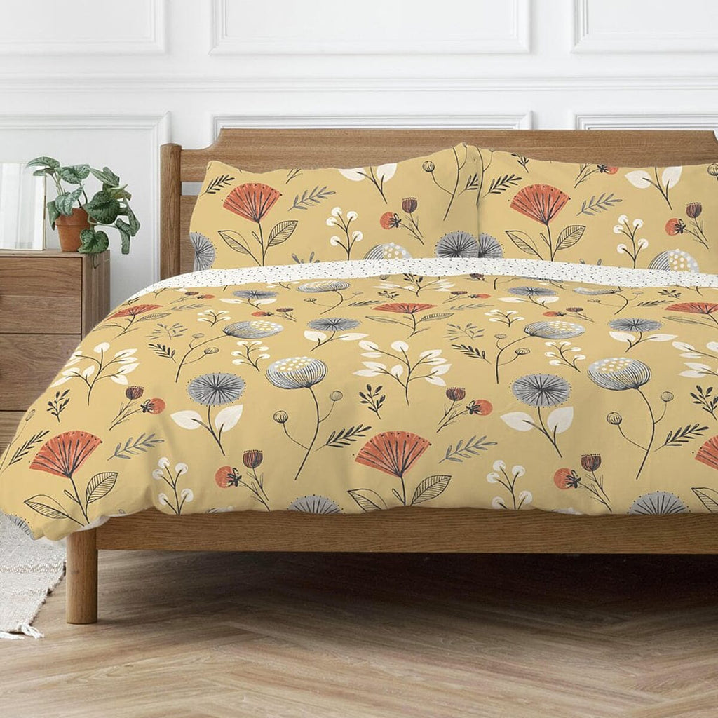 One Time Closeout - Copenhagen Home Floral Pattern Duvet Cover Set (Size - Double) - Yellow