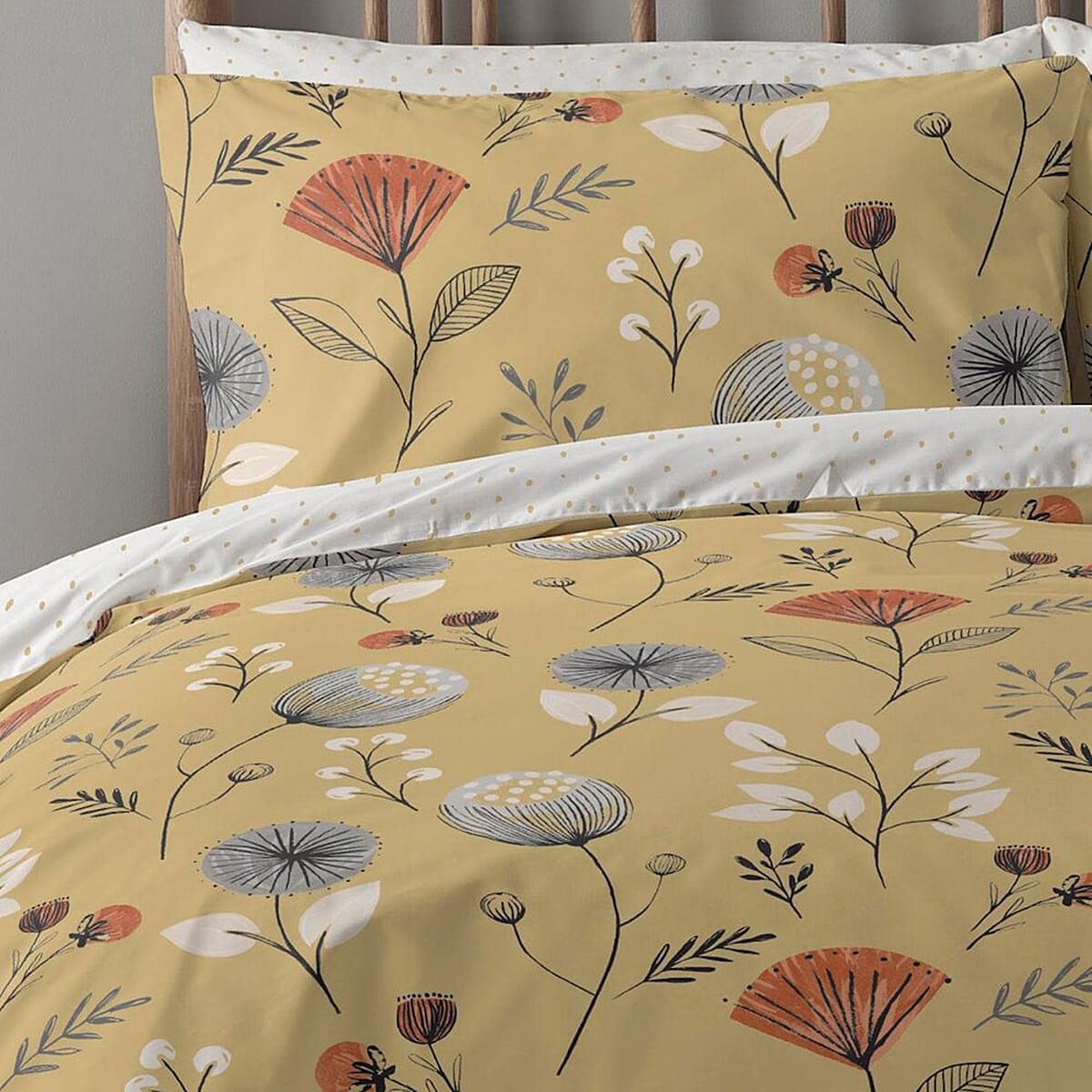 One Time Closeout - Copenhagen Home Floral Pattern Duvet Cover Set (Size - Double) - Yellow