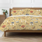One Time Closeout - Copenhagen Home Floral Pattern Duvet Cover Set (Size - King) - Yellow