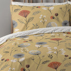 One Time Closeout - Copenhagen Home Floral Pattern Duvet Cover Set (Size - King) - Yellow