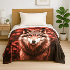 One Time Deal - Ultra-SoftHush Haven Wolf Digital Print Flannel Cozy Blanket (150x200 cm)