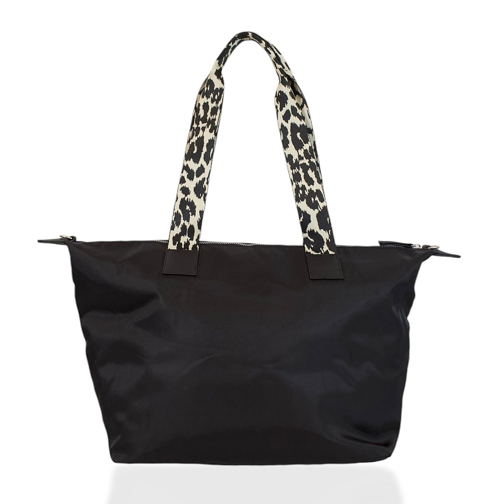 One Time Designer Closeout Deal - Diamond Pattern Quilted Tote Bag with Additional Adjustable Crossbody Strap - Black