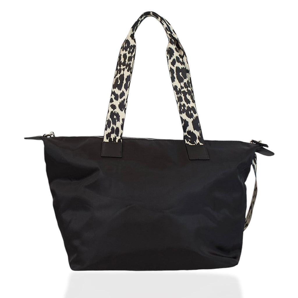 One Time Designer Closeout Deal - Diamond Pattern Quilted Tote Bag with Additional Adjustable Crossbody Strap - Black
