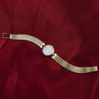 Premium Offer - Luxury 9K Yellow Gold Ladies Swiss Movement Watch With Water Resistant Wave Link (Size7.5) - Oval 17.5 Grams