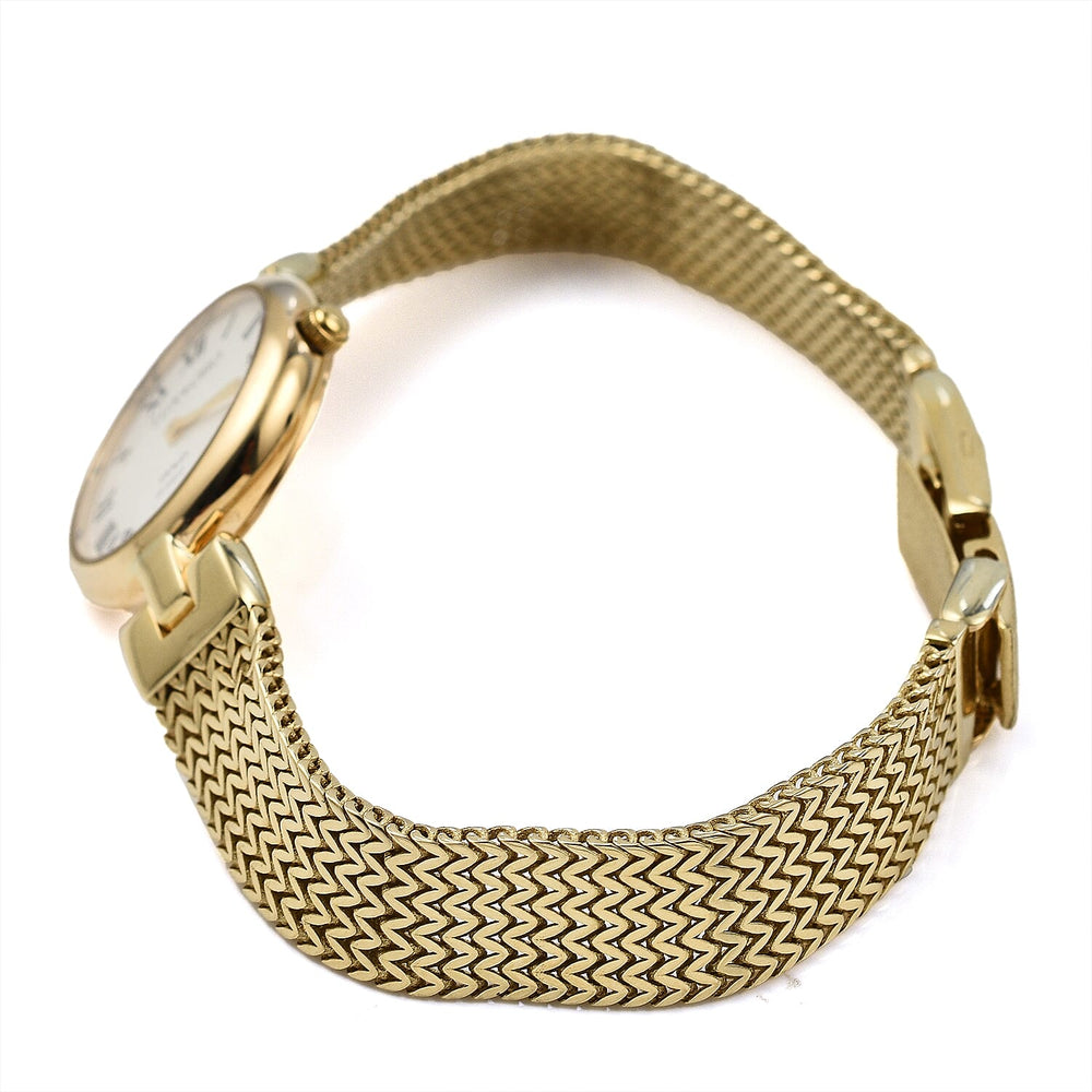 Premium Offer - Luxury 9K Yellow Gold Ladies Swiss Movement Watch With Water Resistant Wave Link (Size7.5) - Oval 17.5 Grams