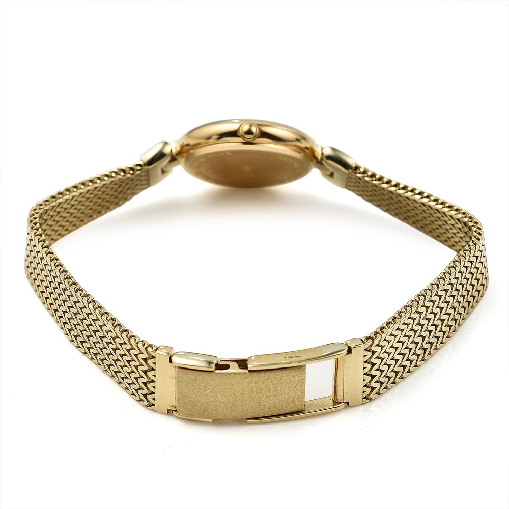 Premium Offer - Luxury 9K Yellow Gold Ladies Swiss Movement Watch With Water Resistant Wave Link (Size7.5) - Oval 17.5 Grams