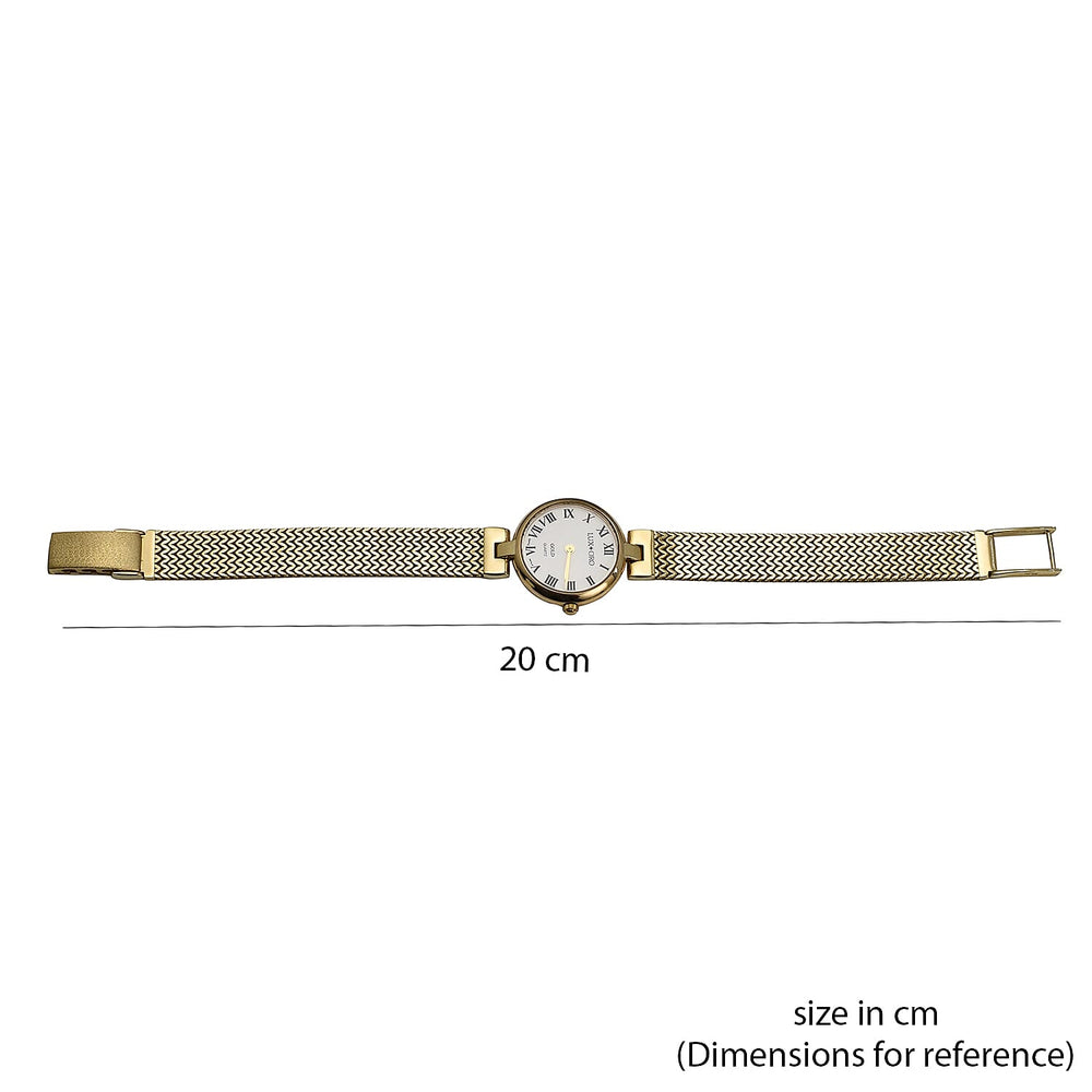 Premium Offer - Luxury 9K Yellow Gold Ladies Swiss Movement Watch With Water Resistant Wave Link (Size7.5) - Oval 17.5 Grams
