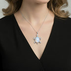 Opalite Turtle Spirit Pendant with Chain (Size 20-2 Ext) in Silver Tone 10.00 Ct.