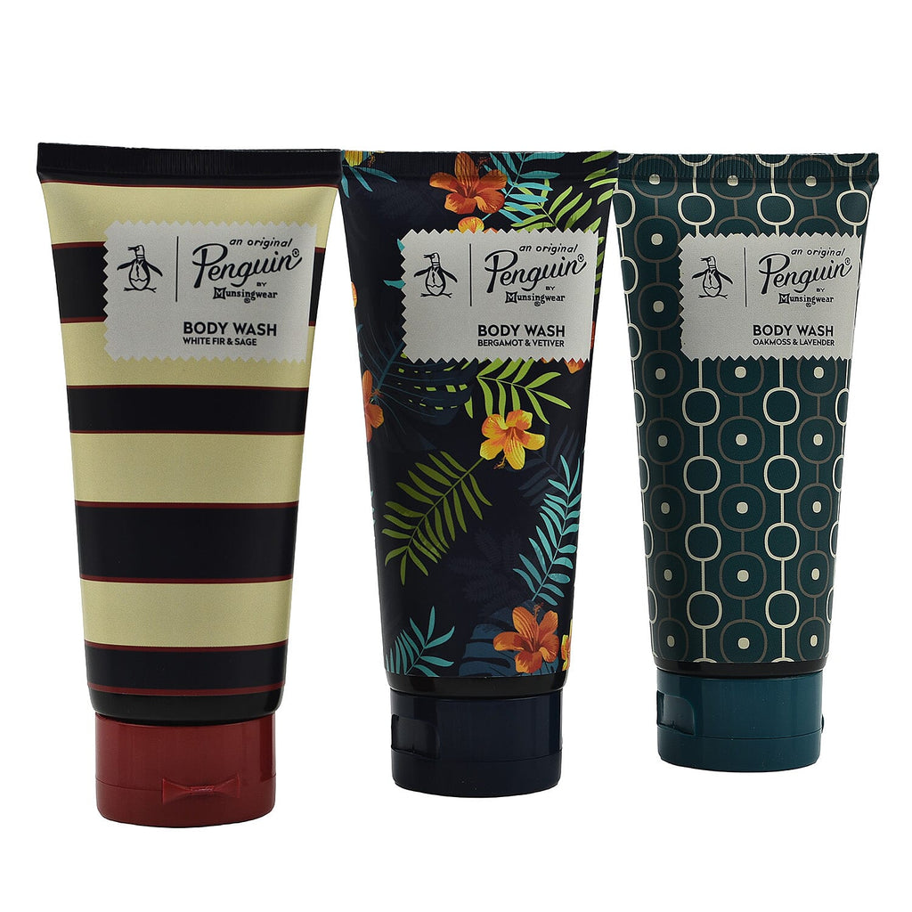 Original Penguin Bumper Box Set with 3 x 100ml Body Washes, 250ml Shampoo - Conditioner, Socks, Beanie Hat - Flannel