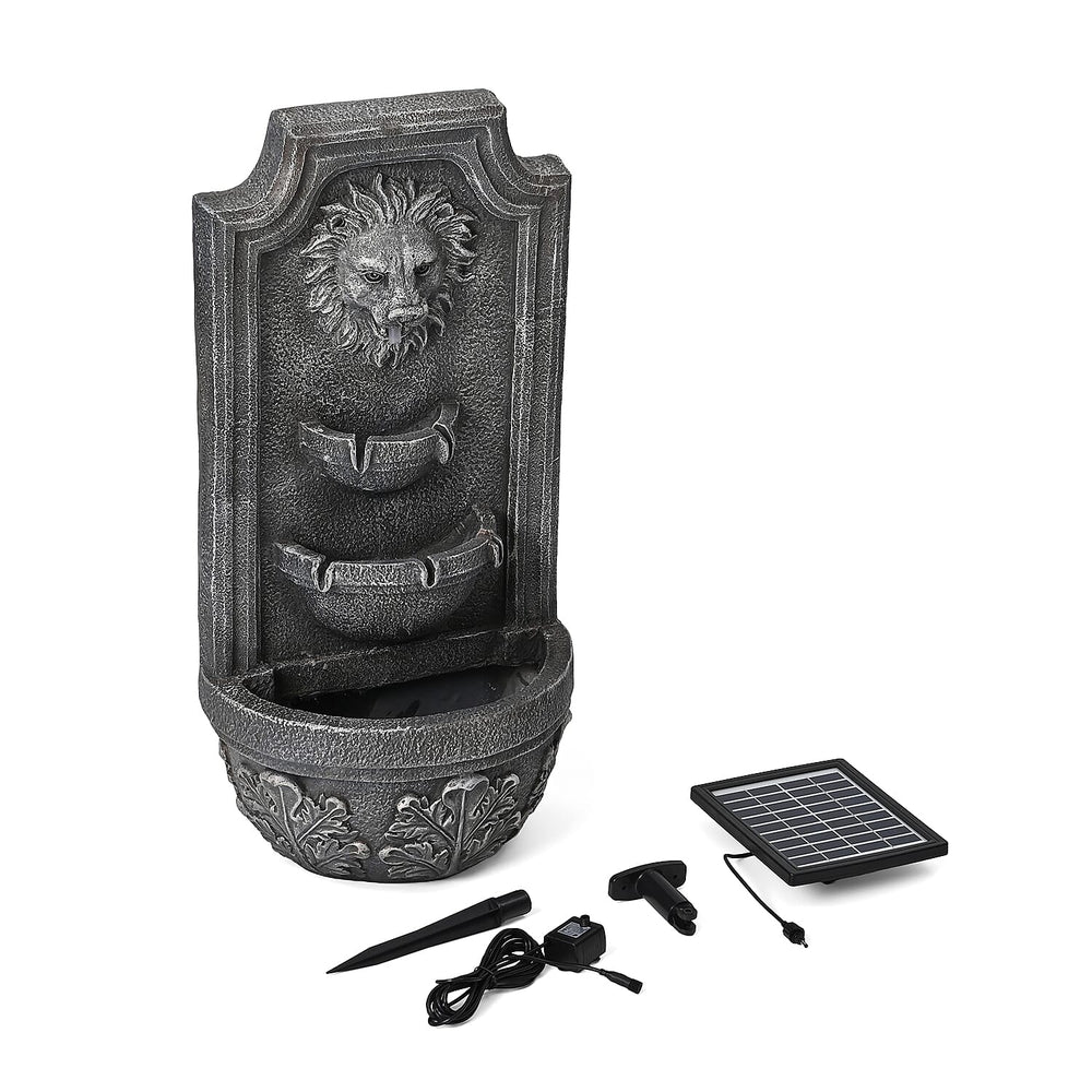 Solar LED Light Garden Fountain, Lion Head Cascade 3 Levels (Size 32x55 cm)