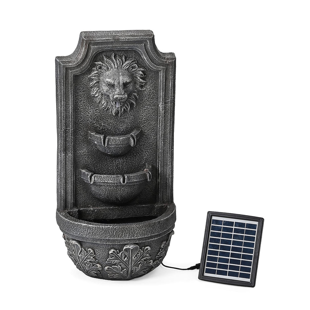 Solar LED Light Garden Fountain, Lion Head Cascade 3 Levels (Size 32x55 cm)