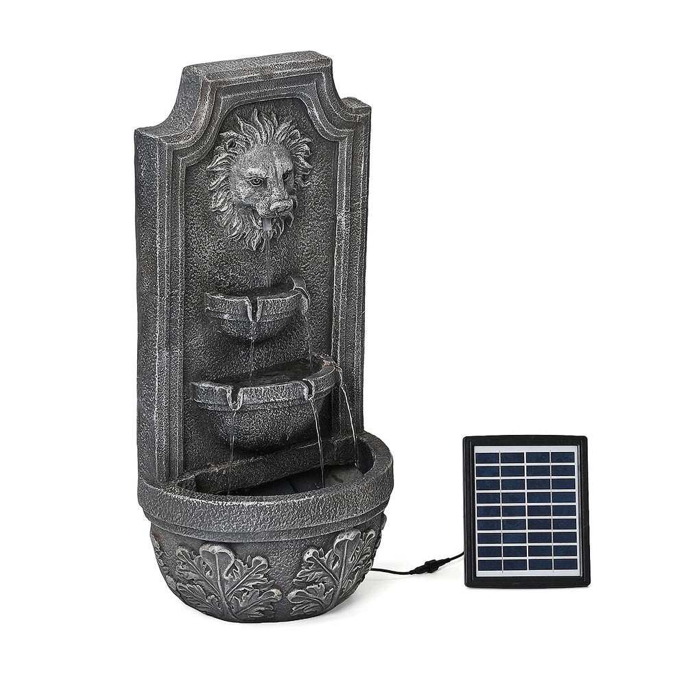 Solar LED Light Garden Fountain, Lion Head Cascade 3 Levels (Size 32x55 cm)