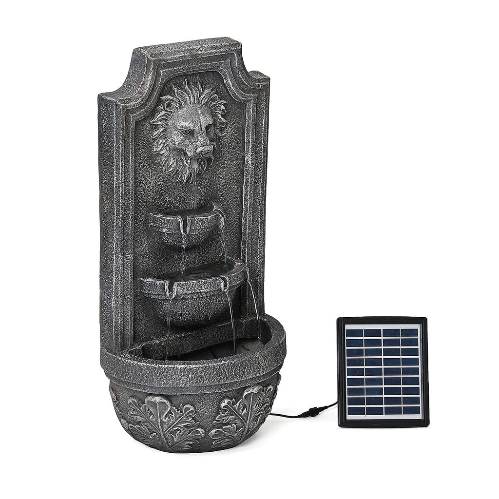 Solar LED Light Garden Fountain, Lion Head Cascade 3 Levels (Size 32x55 cm)