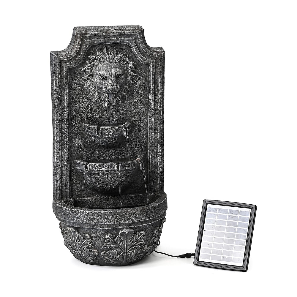 Solar LED Light Garden Fountain, Lion Head Cascade 3 Levels (Size 32x55 cm)
