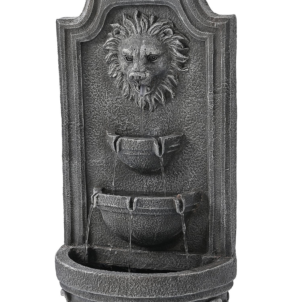 Solar LED Light Garden Fountain, Lion Head Cascade 3 Levels (Size 32x55 cm)