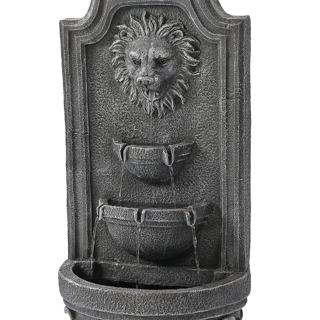 Solar LED Light Garden Fountain, Lion Head Cascade 3 Levels (Size 32x55 cm)