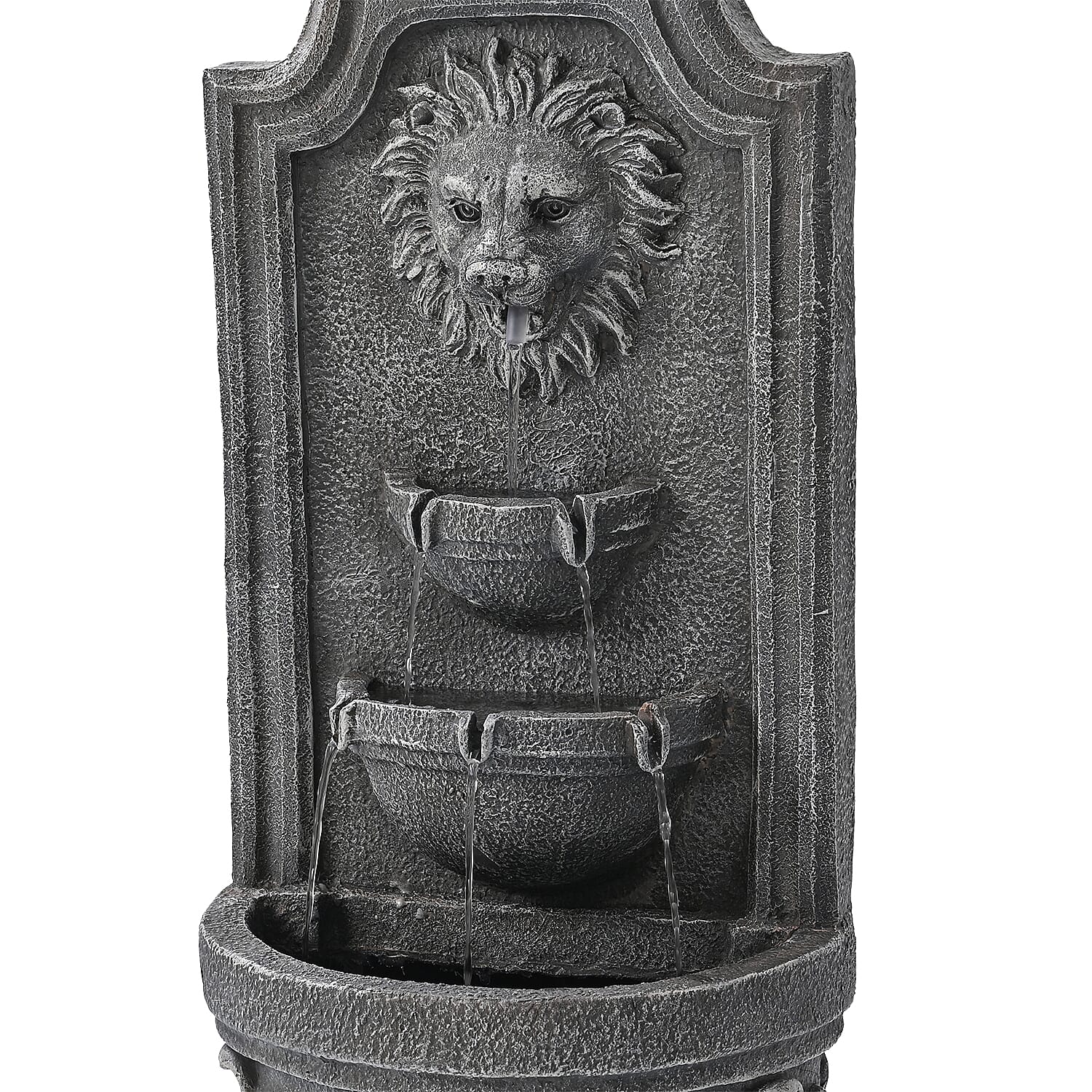 Solar LED Light Garden Fountain, Lion Head Cascade 3 Levels (Size 32x55 cm)