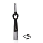2-in-1 Bottle Opener - Electronic Lighter with Display - Silver