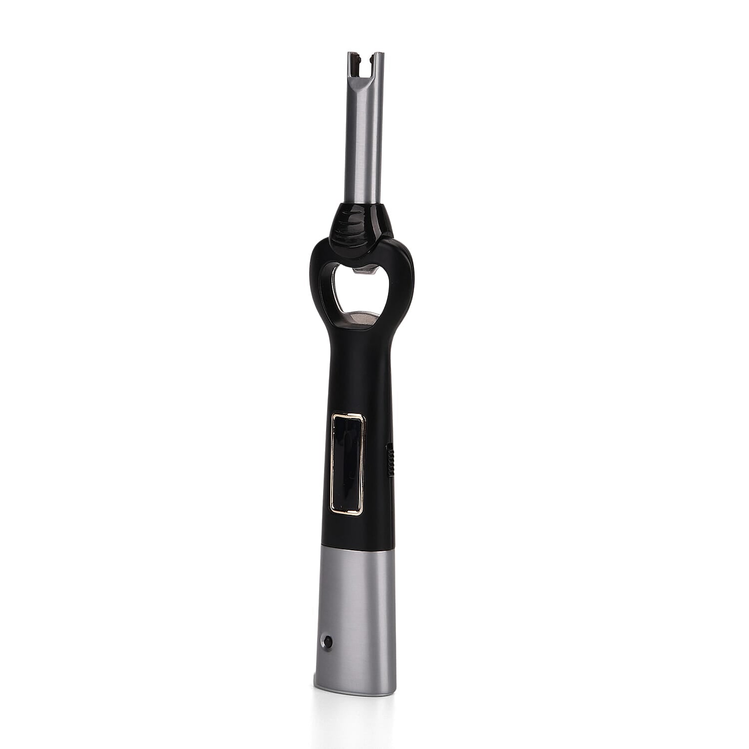 2-in-1 Bottle Opener - Electronic Lighter with Display - Silver