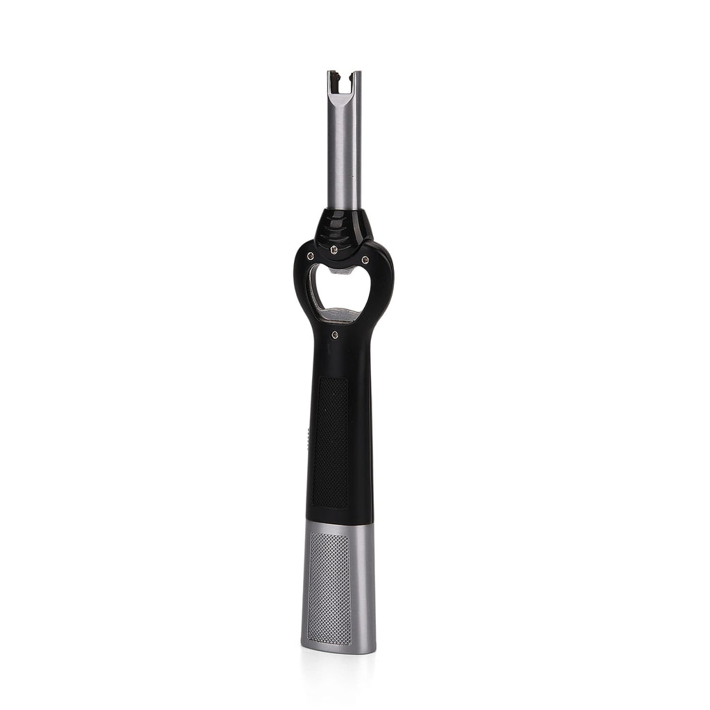 2-in-1 Bottle Opener - Electronic Lighter with Display - Silver