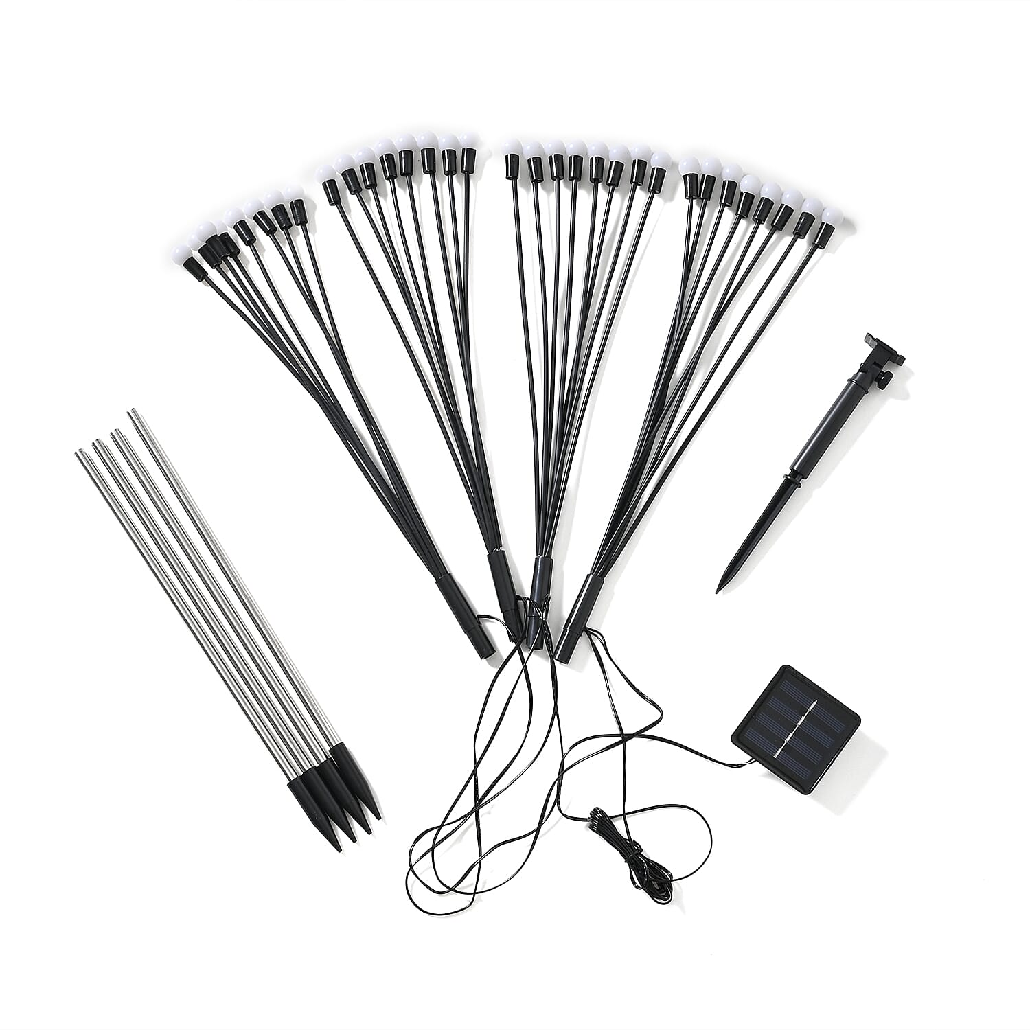 BRAND NEW - 4 Solar Swaying Outdoor Lawn Lights x8 Colour LEDs (70cm) - Black