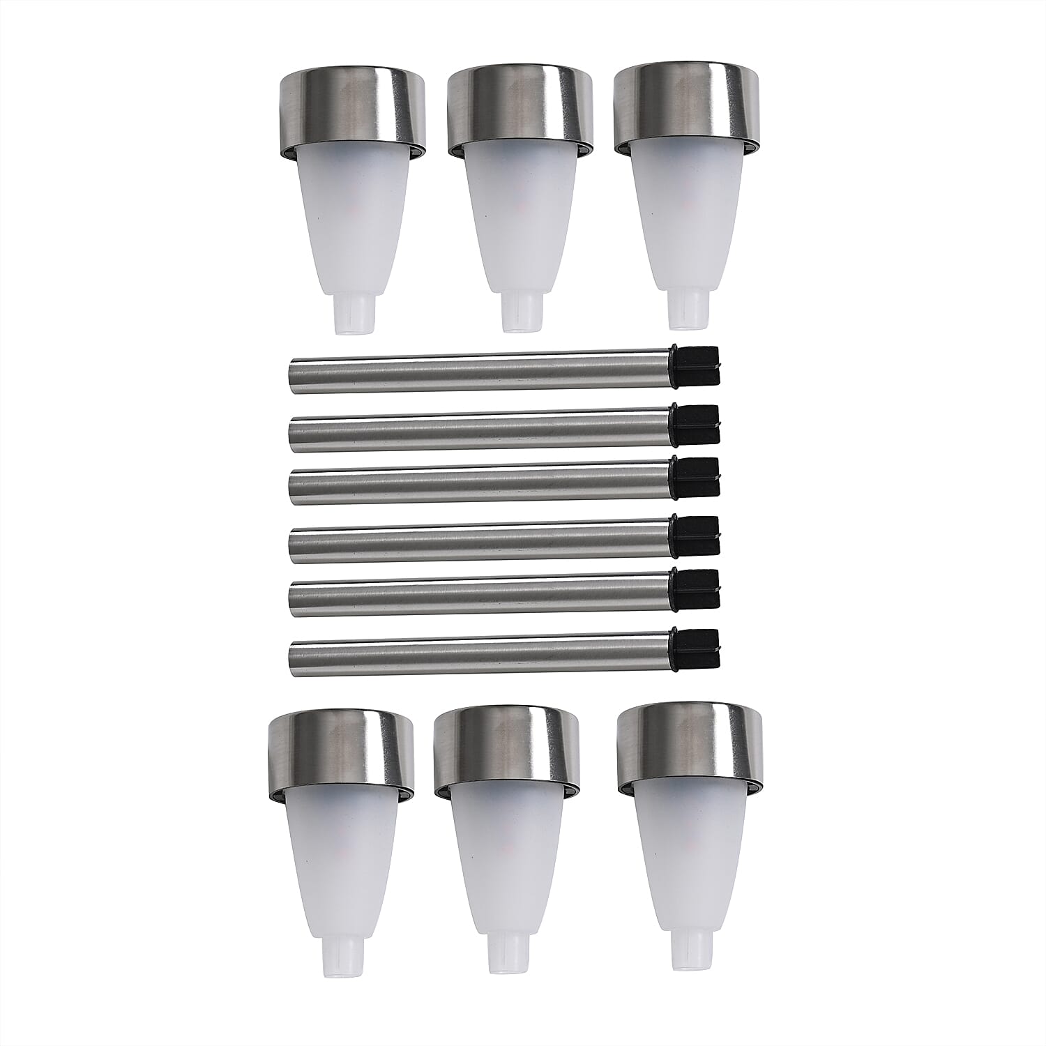 Set of 6 Outdoor Solar Path Lights with Flame Effect - Warm White