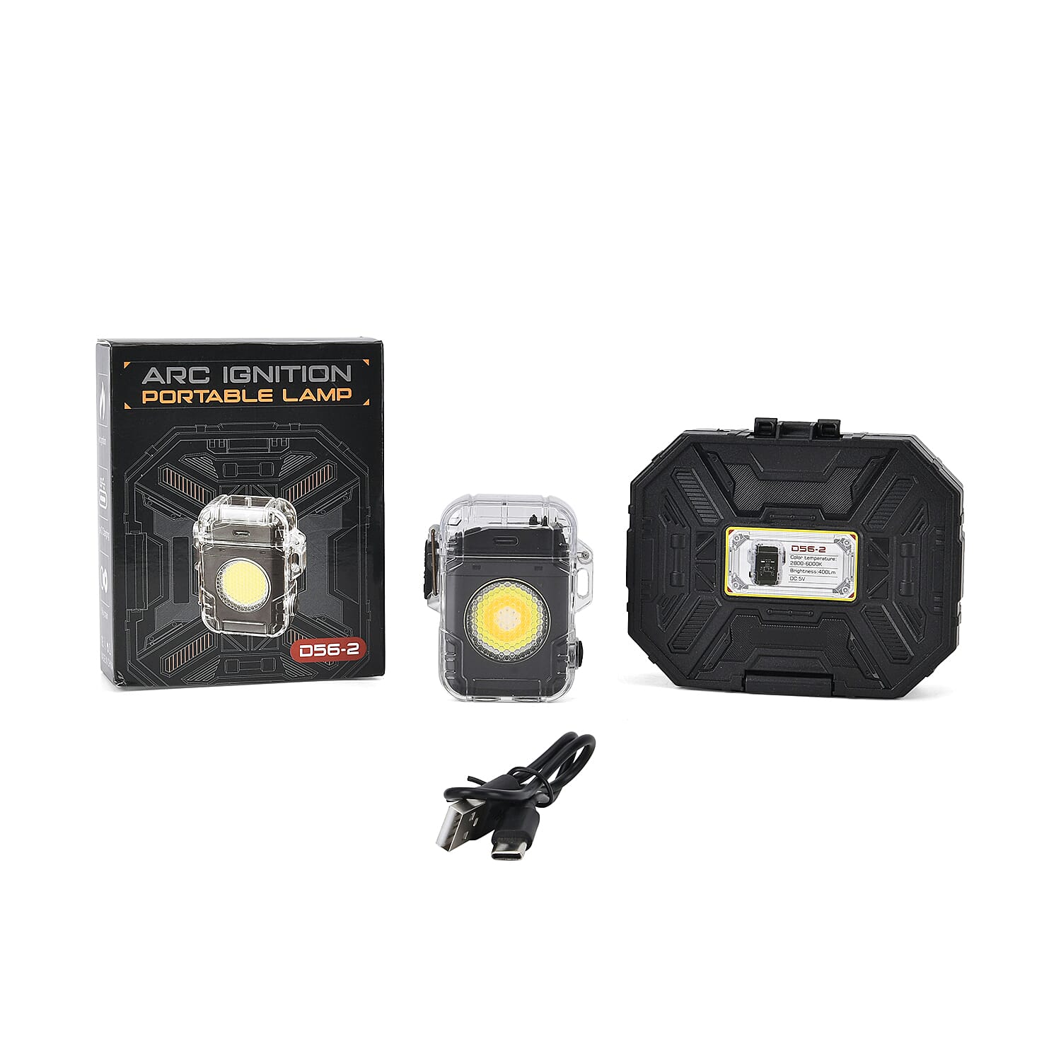 ARC IGNITION Portable - Rechargeable COB Lamp with Storage Box (400 mAh Battery) - Black