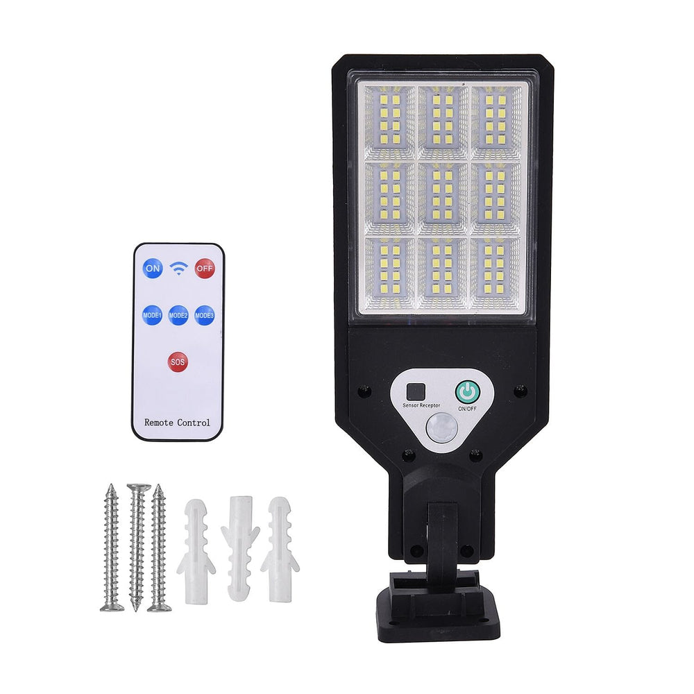 Solar Powered Motion Sensor Lamp with 3 Modes & SOS Flash with Remote - (12.5 x 8.5cm) Black